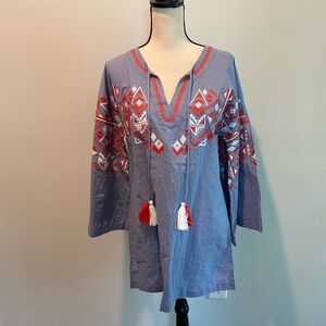 Mud Pie Tillery Tunic Shirt Top Stonewash NWT Women’s size Small Southwestern